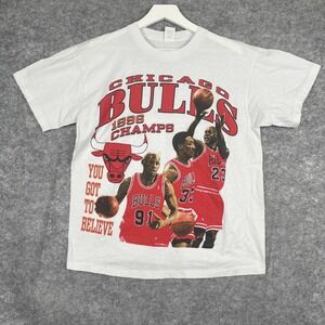 Chicago Bulls T Shirt 1996 Large Jordan Pippen Rodman Single Stitch Vintage RARE